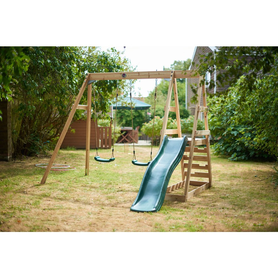 Plum Tamarin Wooden Playcentre slide and Swings